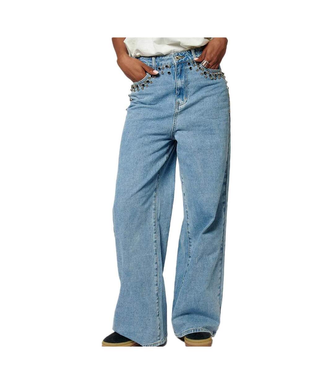 Jean droit bleu femme kaporal song-1