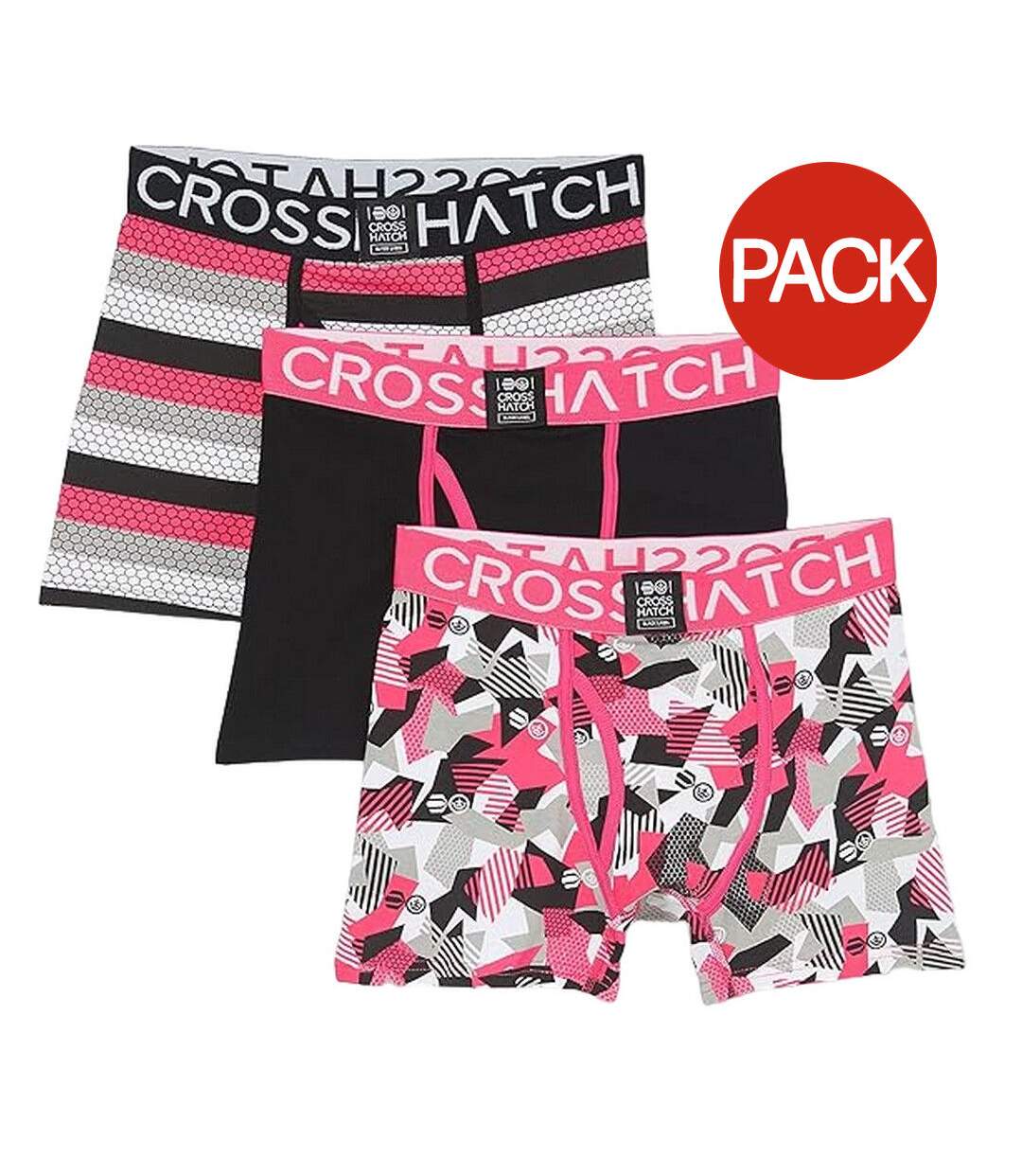 Boxers crystaline homme fuchsia / noir / gris Crosshatch-1