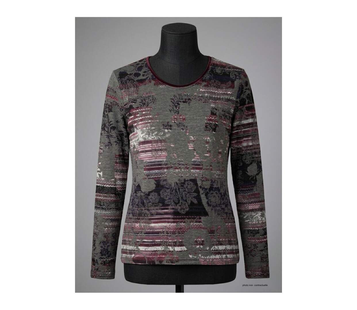 Tee-shirt MAYFLOWER RF141V col rond : l'élégance stretch au motif fleuri-4