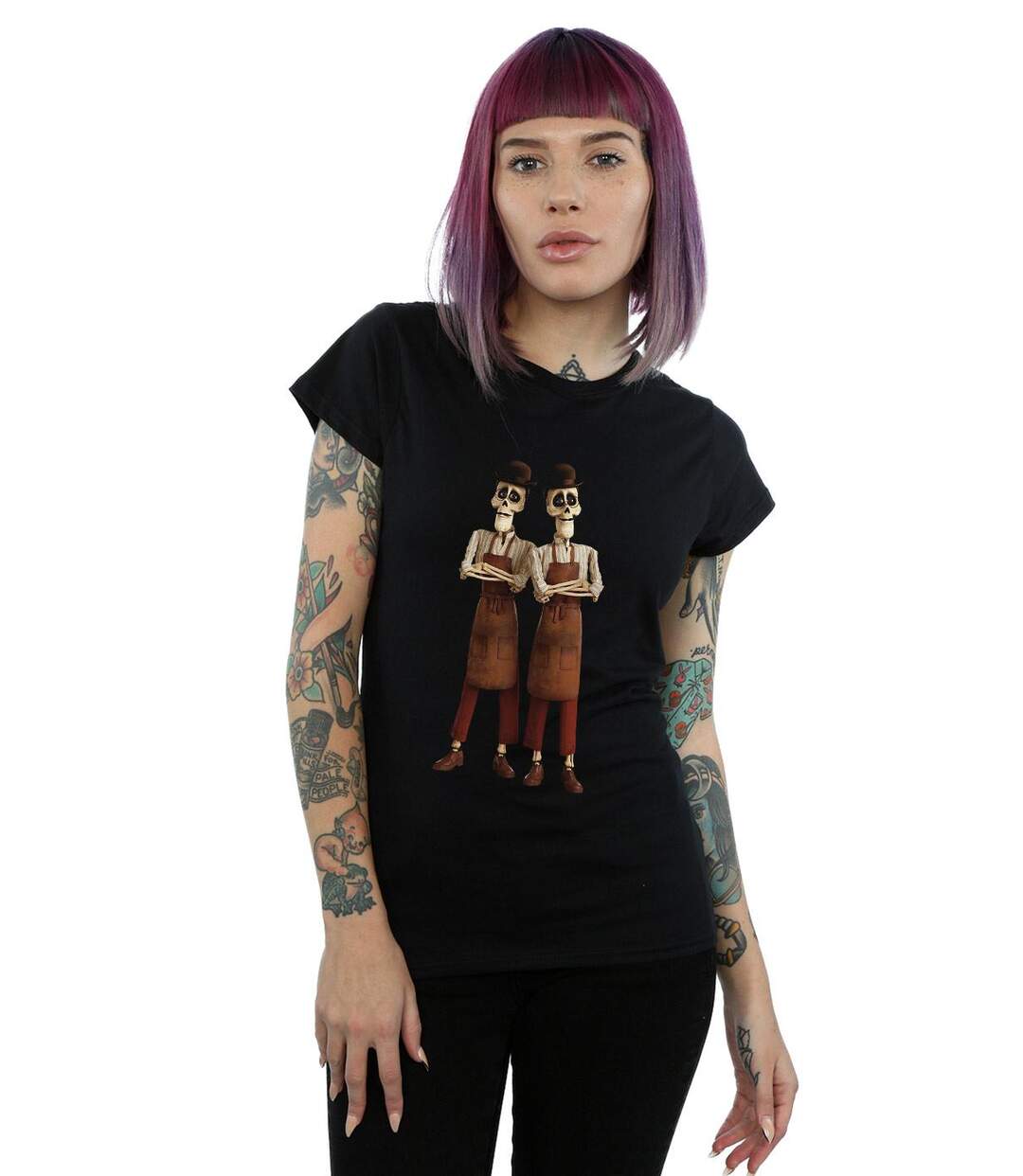 Disney T-shirt en coton Femmes/Dames Coco Oscar et Felipe Twin Brothers (Noir) - UTBI14464-2