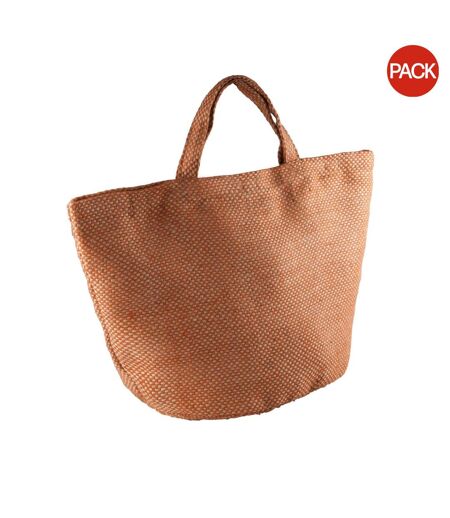 Kimood Womens/Ladies Fashion Jute Bag (Pack of 2) (One Size) (Natural/Saffron) - UTRW6671