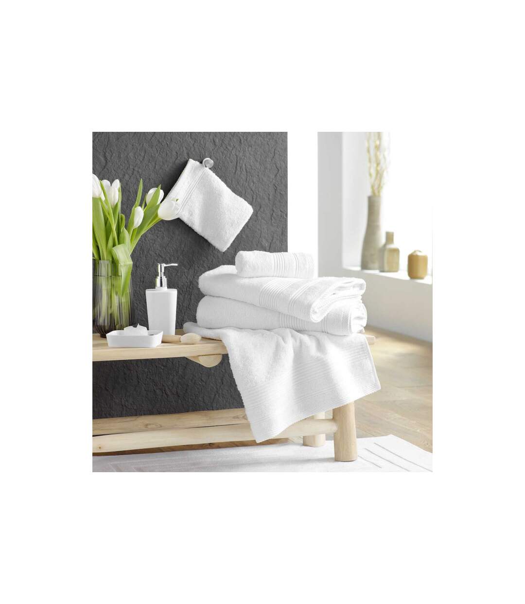 Serviette d'Invité Tendresse 30x50cm Blanc-5