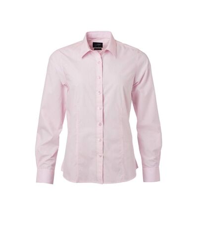 James and Nicholson Womens/Ladies Long Sleeve Poplin Shirt (Light Pink)