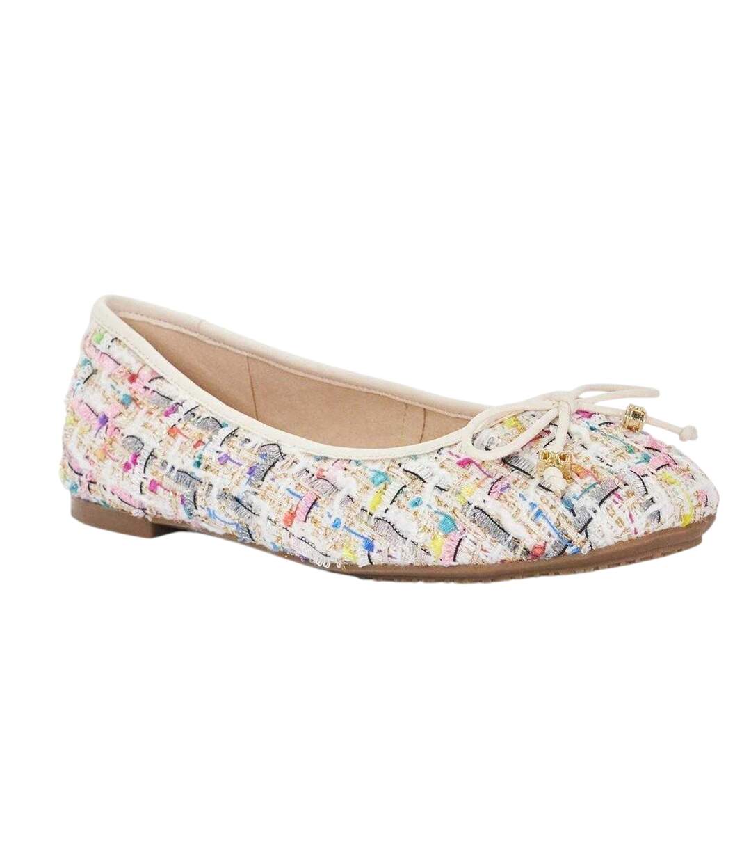 Womens/ladies Lo Hallo Tweed Bow Detail Ballet Flats Multicoloured Dune London-1