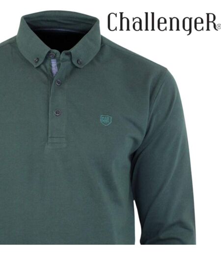CHALLENGER NATHAN3 — Polo manches longues vert foncé piqué : l'élégance casual au naturel
