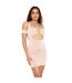Robe Courte Épaules Dénudées Femme Beige Missy Empire-1