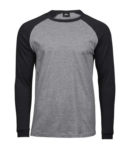 Tee Jay Mens Heather Baseball T-Shirt (Heather Grey/Black) - UTBC5218
