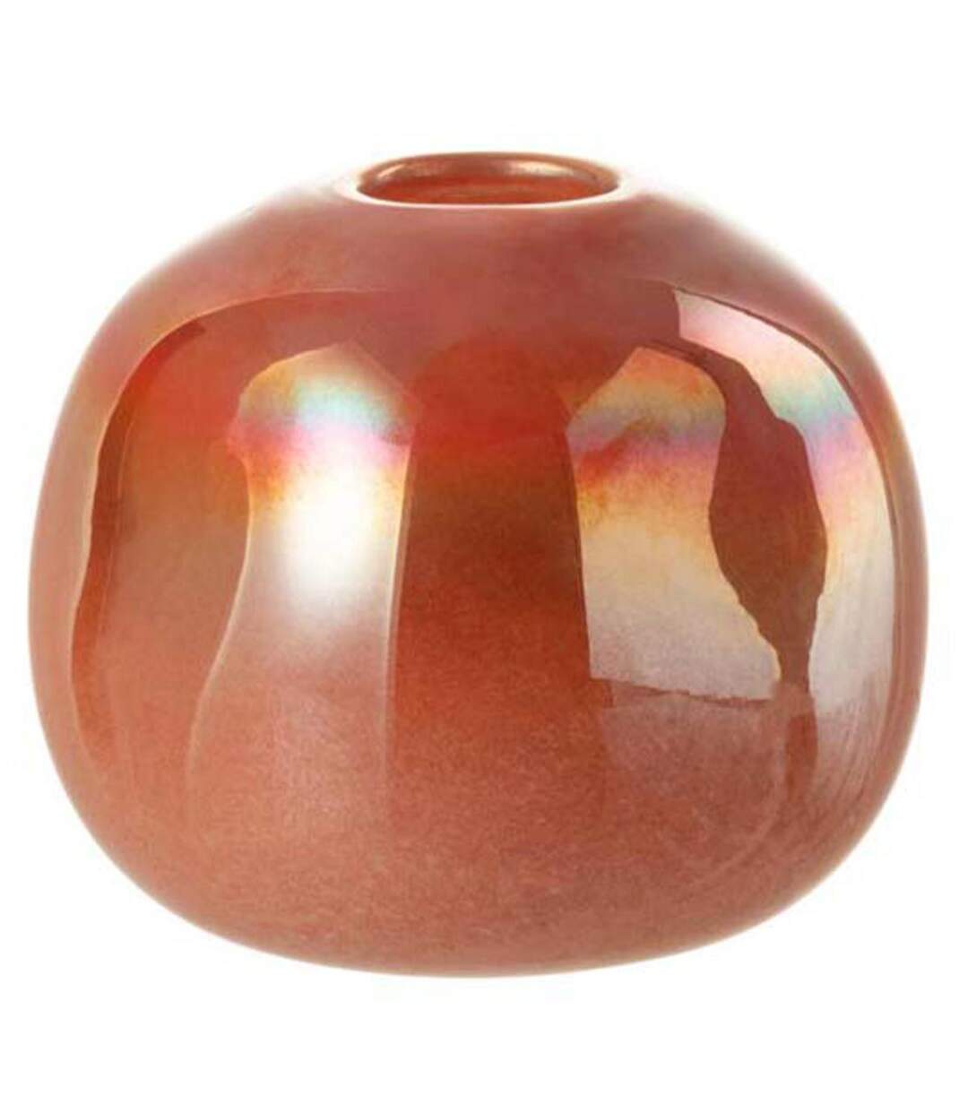 Vase Design Boule Verre 13cm Rouge-1