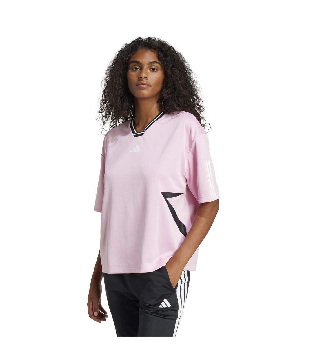 T-shirt Motif/style 3 Rayures Tiro Femme Vrai Rose Adidas-4