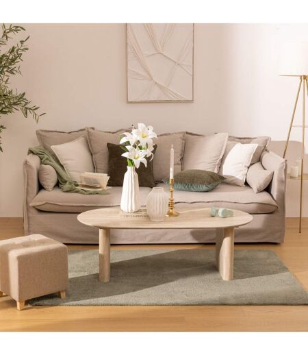 Table basse en bois effet travertin ANAYA - Beige