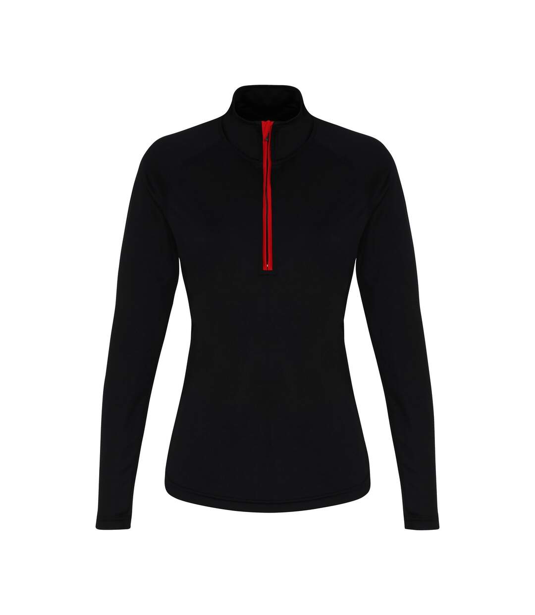 TriDri Womens/Ladies Long Sleeve Performance Quarter Zip Top (Black/Red) - UTRW6551-1