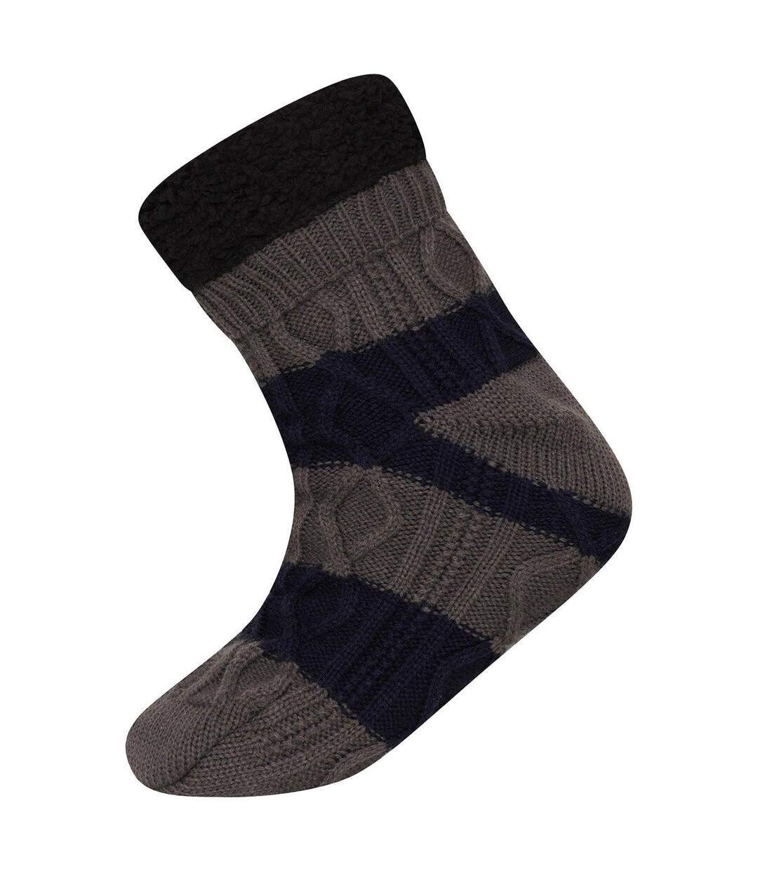 Mens Sherpa Lined Socks Navy Grey Soxy-3