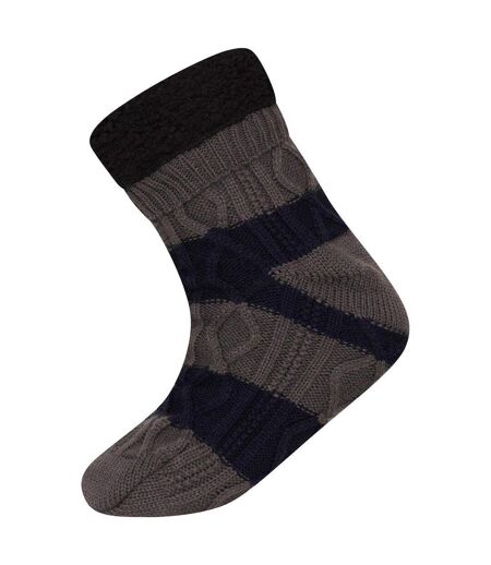 Mens Sherpa Lined Socks Navy Grey Soxy