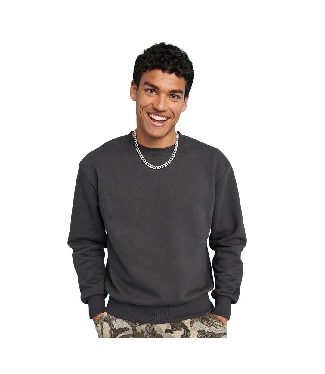 Unisex adult signature heavyweight sweatshirt solid charcoal Awdis-2