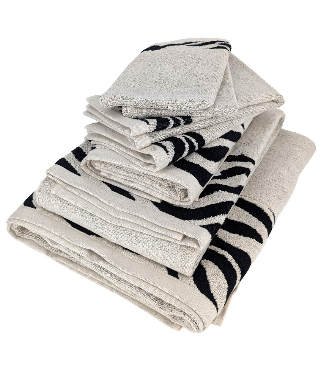 Parure de bain absorbante coton ZEBRA - 7 pièces Bordure zèbre-1