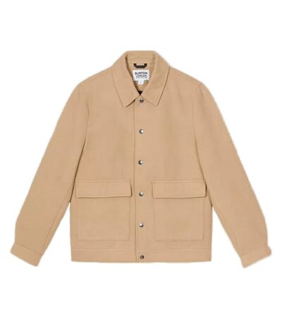 Mens faux wool shirt jacket camel Burton