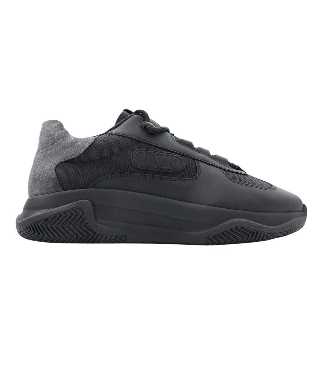 Mens Pacific 2.0 Leather Chunky Flat Trainers Black Lavair-1
