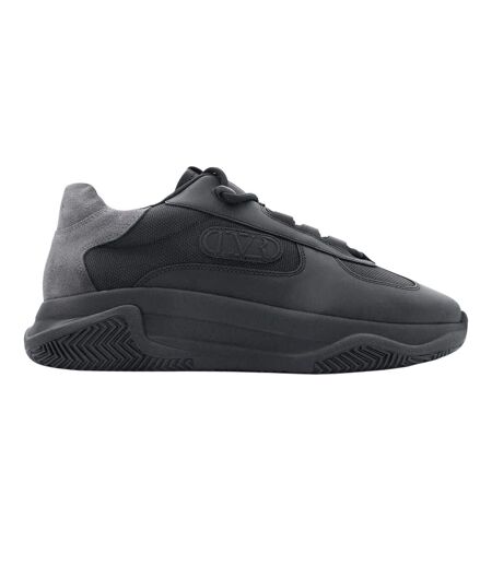Mens Pacific 2.0 Leather Chunky Flat Trainers Black Lavair
