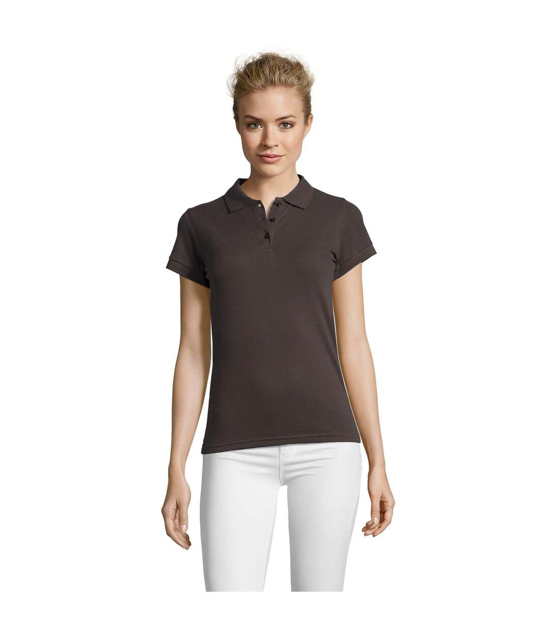 Polo manches courtes perfect femme gris foncé SOLS