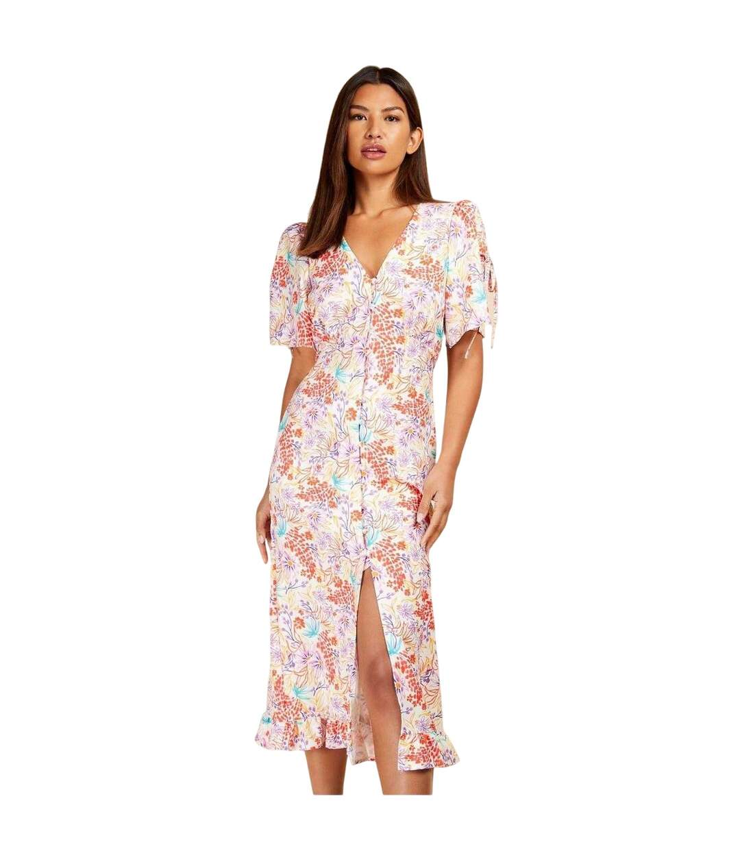 Womens/ladies V Neck Short-sleeved Maxi Dress Multicoloured Little Mistress-2