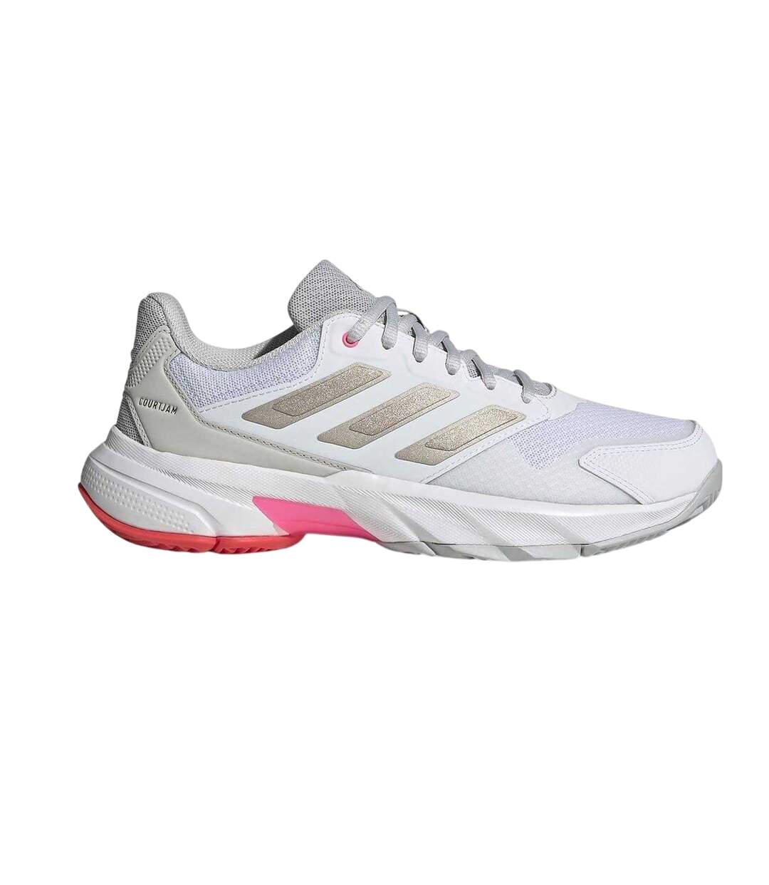 Chaussures De Tennis Motif/style 3 Rayures Courtjam Control Femme Blanc Rose Adidas-1