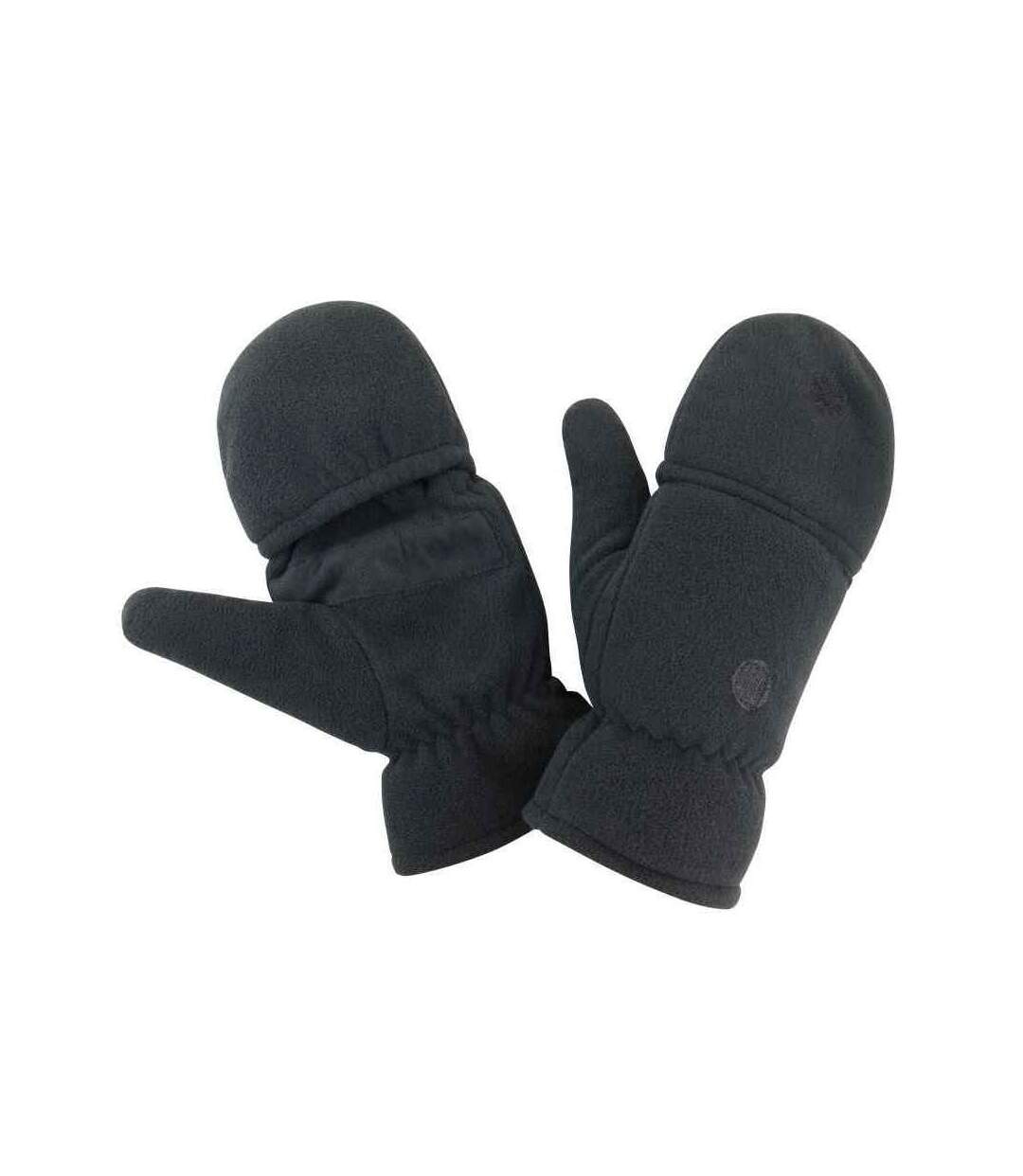 Unisex adult fingerless gloves black Result-1