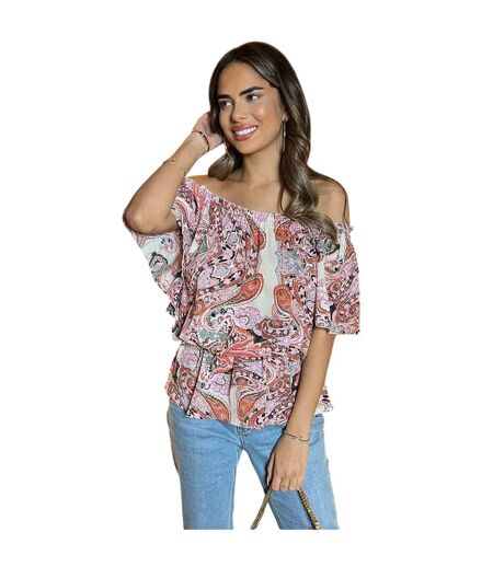 Womens/ladies Paisley Bardot Top Multicoloured AX Paris