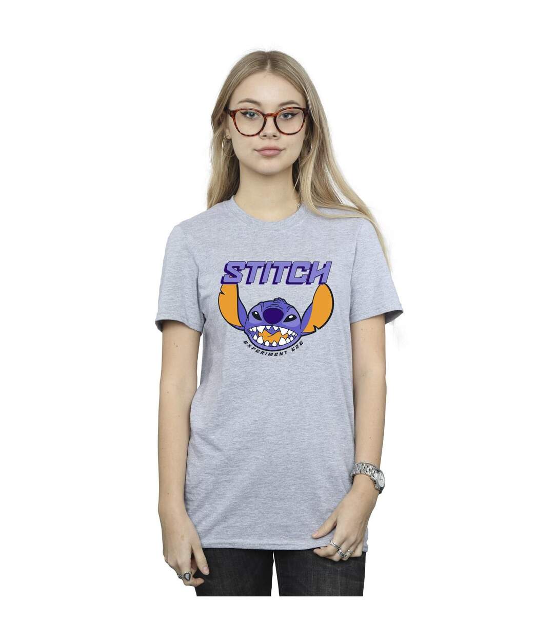 Disney Womens/Ladies Lilo And Stitch T-Shirt Boyfriend en coton violet (Gris sportif) - UTBI29901-1