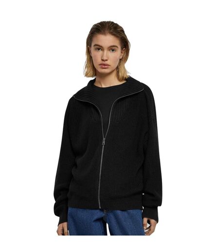 Womens/ladies Knitted Zipped Cardigan Black Urban Classics
