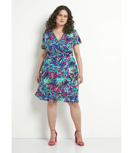 Robe cache-coeur courte imprimée évasée