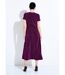 Robe longue brillante col V smockée dos-2
