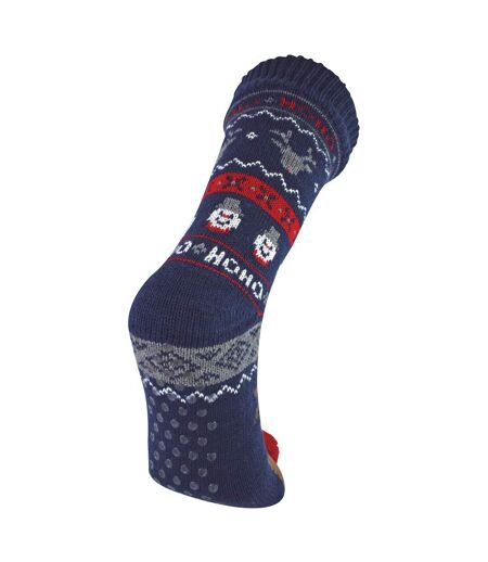 Mens Thermal Rudolph Design Christmas Fleece Lined Slipper Socks