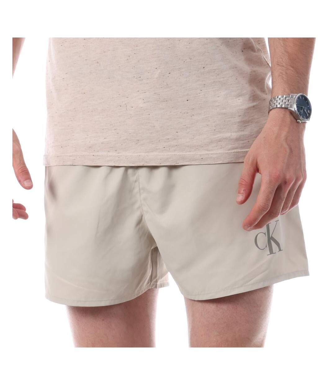 Short de bain gris homme calvin klein jeans drawstring-1