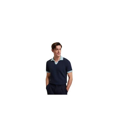 Mens Waffle Short-sleeved Polo Shirt Navy Ted Baker
