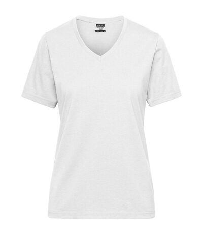 T-shirt de travail Bio col V - Femme - JN1807 - blanc