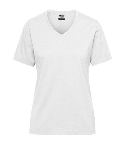 T-shirt de travail Bio col V - Femme - JN1807 - blanc