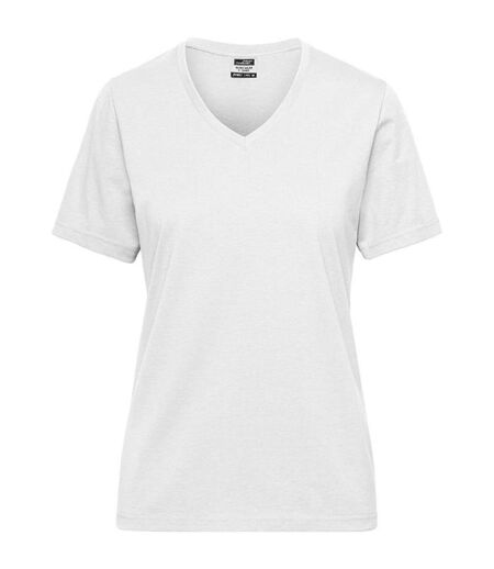 T-shirt de travail Bio col V - Femme - JN1807 - blanc