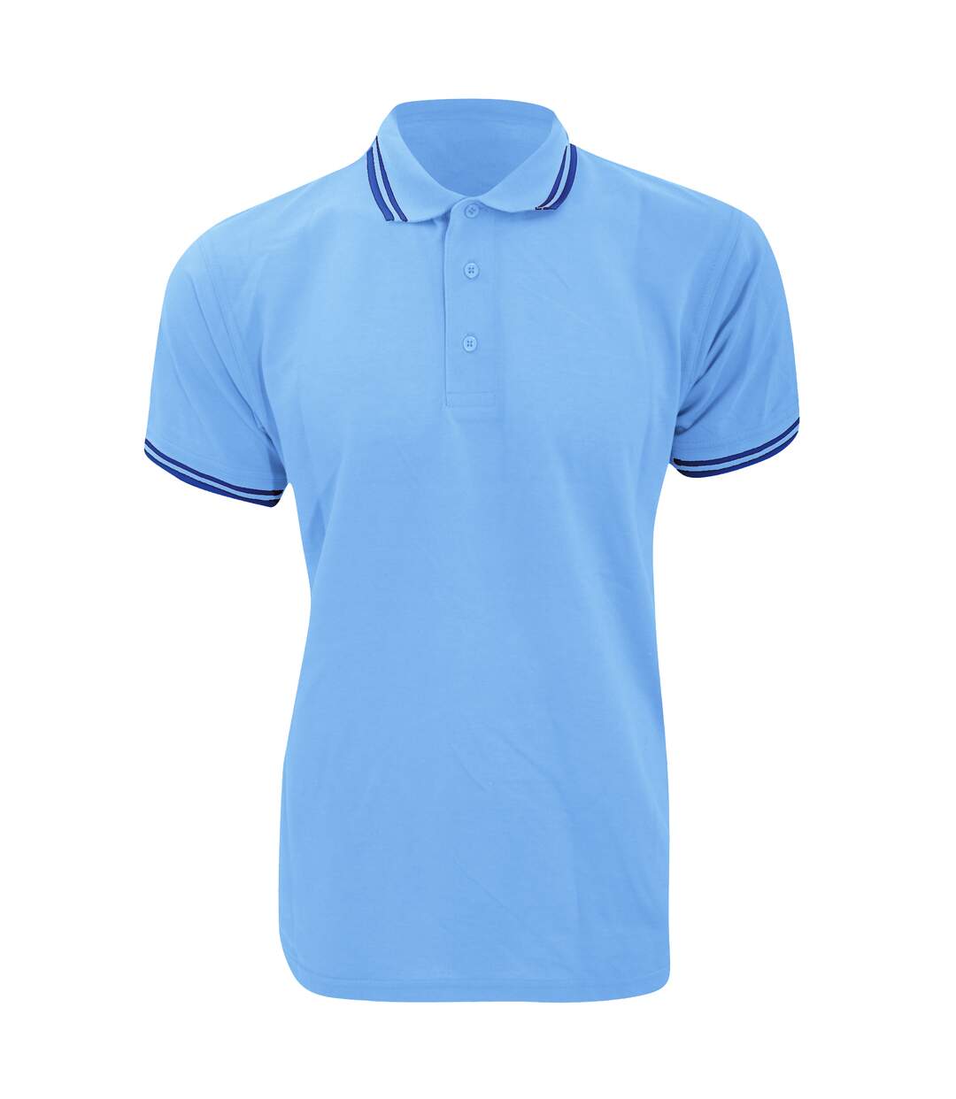 Kustom Kit Mens Tipped Piqué Short Sleeve Polo Shirt (Light Blue/Navy) - UTBC613-1