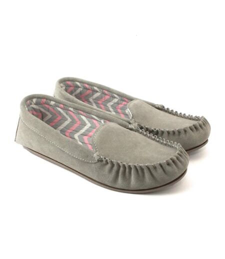 Womens/ladies ffion suede moccasins grey Eastern Counties Leather