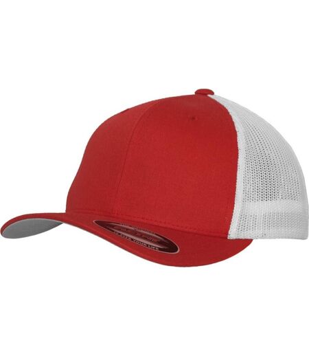 Casquette Trucker Motif/style Deux Tons Rouge Blanc Flexfit