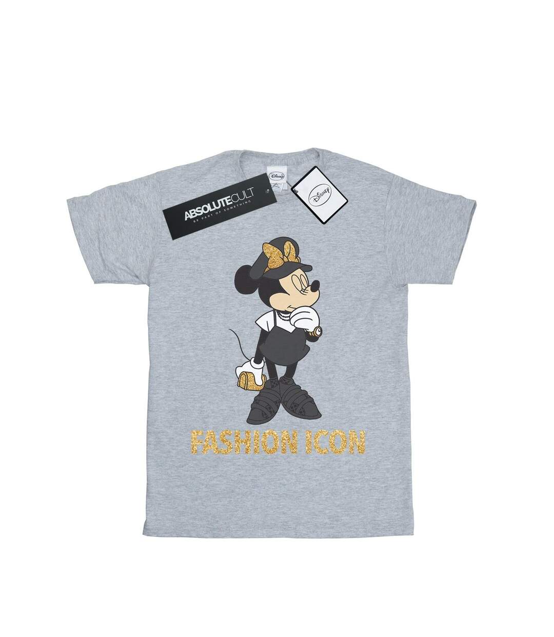 Disney Femme/Ladies Minnie Mouse Fashion Icon Cotton Boyfriend T-Shirt (Gris sportif) - UTBI37126-1