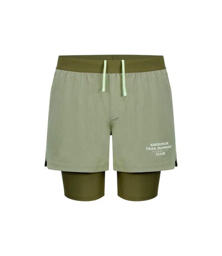 Mens Performance 2 In 1 Running Shorts Olive Karrimor