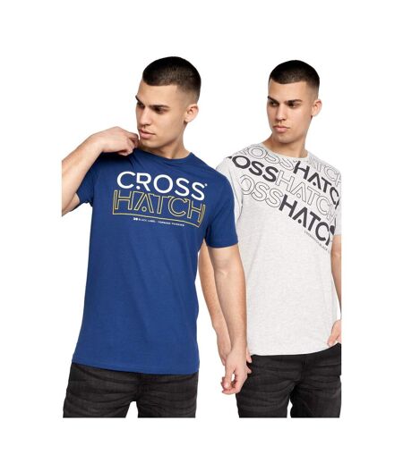 Crosshatch Mens Alstan T-Shirt (Pack of 2) (Navy/Grey Marl) - UTBG885