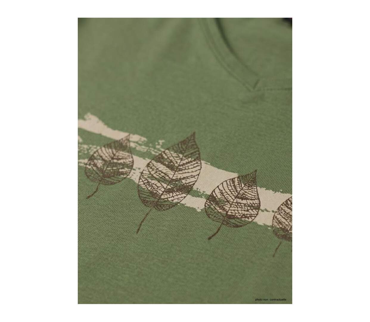 Mayflower NERVAL4 : Tee-shirt femme manches longues vert olive avec petit col V-4