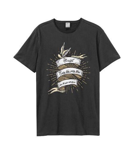 Unisex Adult Tattoo The Script T-shirt Charcoal Amplified