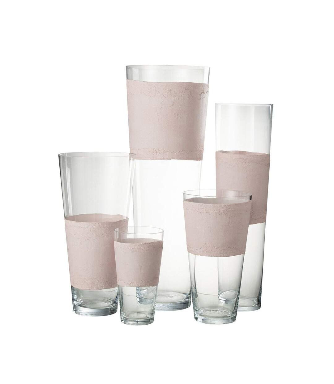 Vase Déco en Verre Delph 25cm Transparent & Rose-2