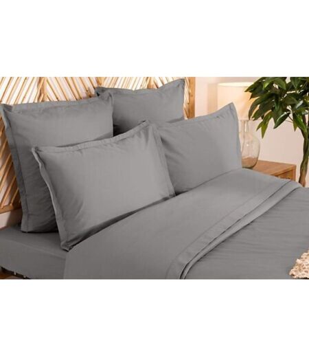 Parure de Lit 3 Pièces Percale 260x240cm Gris