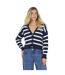 Womens/ladies Striped V Neck Cardigan Navy White Brave Soul-2