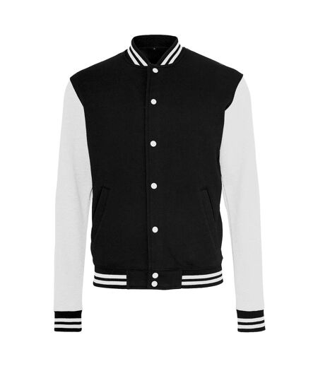 Build Your Brand Mens Sweat College Jacket (Black/White) - UTRW5677