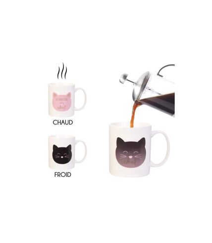 Mug Magique en Céramique Chat 35cl Blanc